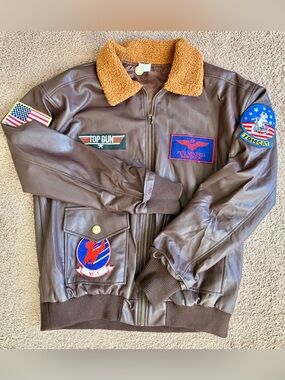 Top Gun Maverick Faux Brown Leather Aviator Jacket Tom Cruise Movie